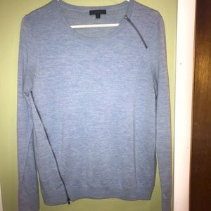 J Crew baby blue sweater with zippers